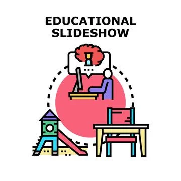 Creating educational digital slideshow for childhood learning Stock Illustration