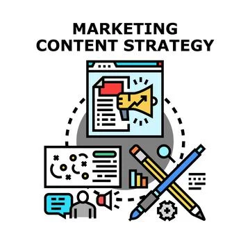Creating effective marketing content strategy planning process Illustrazione stock