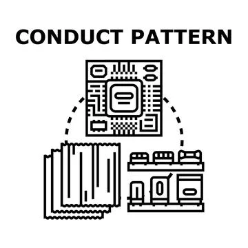 Creating electronic components and material patterns icon Stock Illustration