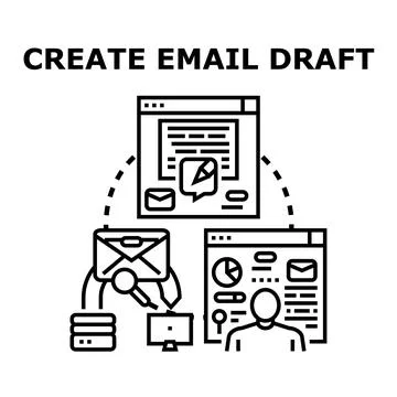 Creating email draft message concept illustration Stock Illustration