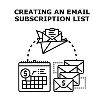 Creating email subscription list concept vector illustration Stock Illustration