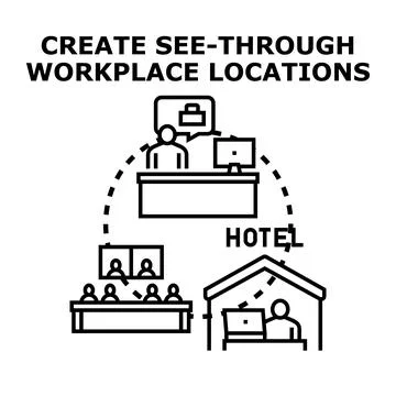 Creating flexible decentralized workplace locations vector concept Stock Illustration