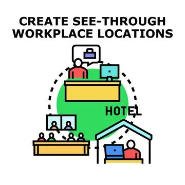 Creating flexible decentralized workplace locations vector concept Stock Illustration
