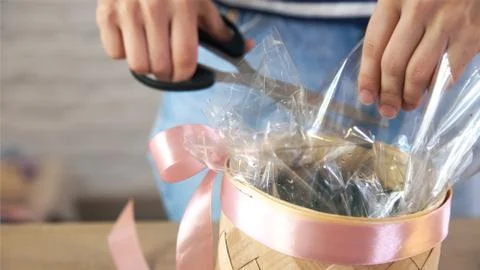 Creating flower bouquet in workshop.. Stock Photos