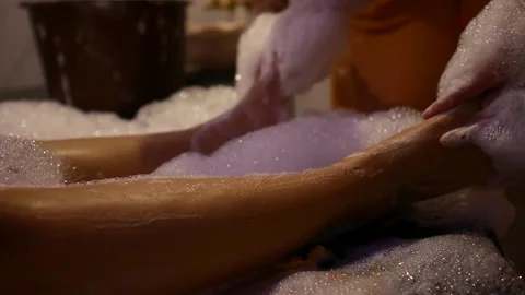 Creating foam for massage 스톡 동영상 219692504