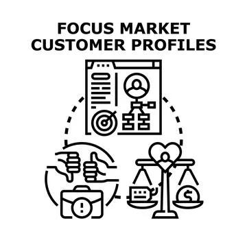 Creating focus market customer profiles for business strategy Stock Illustration