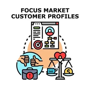 Creating focus market customer profiles for business strategy Stock Illustration