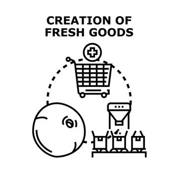 Creating fresh goods production and retail process Stock Illustration