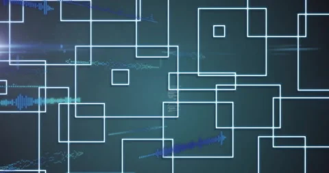 Creating futuristic technology concept, geometric shapes and digital waveforms Stock Footage 306217264