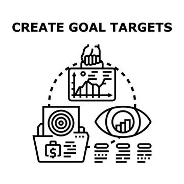 Creating goal targets for business development strategy vision Stock Illustration