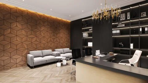 Creating a Healthy Work Environment with Office Space Interior Design Stock-Illustration