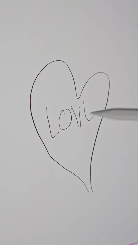 Creating Heart And Love Text With Stylus On Touchscreen Device Stock Footage 308580740