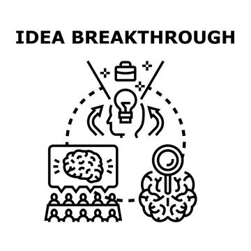Creating an idea breakthrough, brainstorming innovative solutions 库存插图