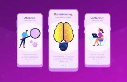 Creating ideas concept app interface template. Illustrazione stock