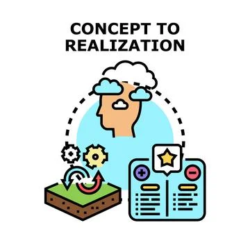 Creating ideas from concept to realization process Stock Illustration