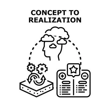 Creating ideas from concept to realization process Stock Illustration