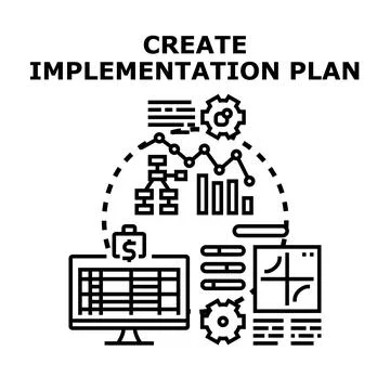 Creating implementation plan for business strategy development Stock Illustration