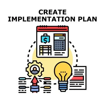 Creating implementation plan for business strategy development Stock Illustration