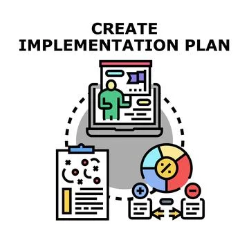 Creating implementation plan for business strategy development Stock Illustration