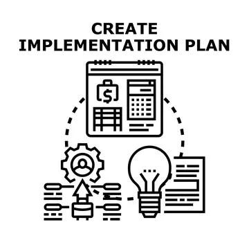 Creating implementation plan for business strategy development Stock Illustration