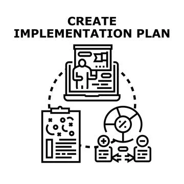 Creating implementation plan for business strategy development Stock Illustration