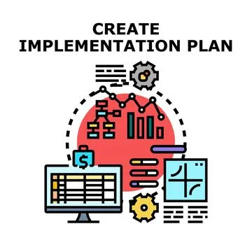 Creating implementation plan for business strategy development Stock Illustration