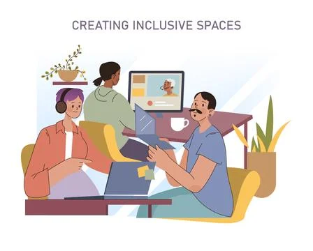 Creating Inclusive Spaces concept. 스톡 일러스트