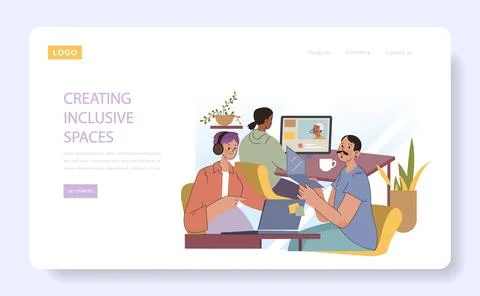 Creating Inclusive Spaces concept. 스톡 일러스트