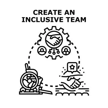 Creating an inclusive team promoting diversity and accessibility Stock Illustration