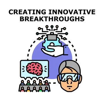 Creating innovative breakthroughs with collaboration and technology Stock Illustration