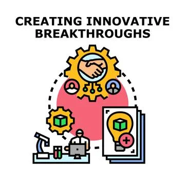 Creating innovative breakthroughs with research and teamwork Stock Illustration