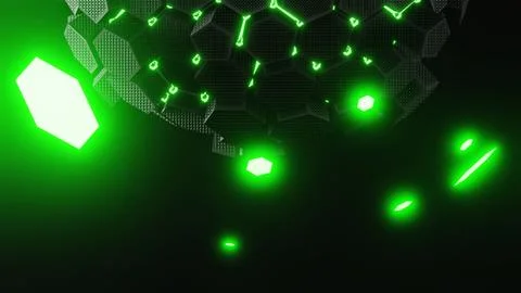 Creating an innovative visual with cyber neon green glowing hexagons in a 스톡 일러스트