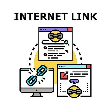 Creating internet links connecting web pages and digital content Stock Illustration