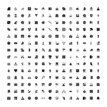Creating a large collection of black universal icons 库存插图
