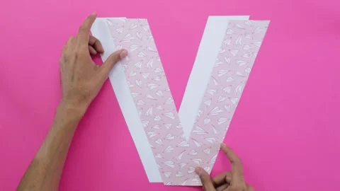 Creating letters with decorated cardboard Stock Footage 285586456