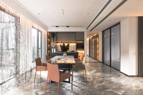 Creating a Luxe and Elegant Dining space Design for modern interior design Stock-Illustration