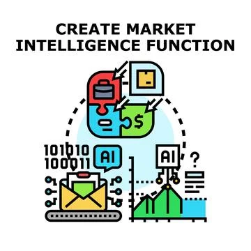 Creating market intelligence function with artificial intelligence Stock Illustration