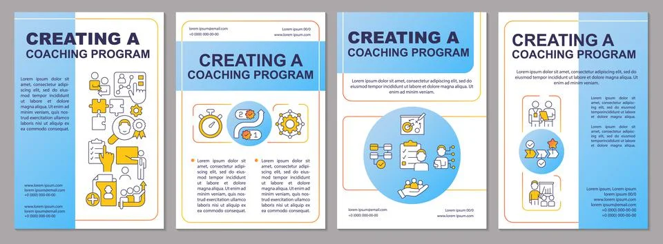 Creating mentoring program blue brochure template Stock Illustration