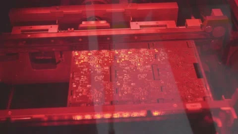 Creating MicroChips Electronics Close Up Macro Inside Factory Vídeo Stock 142134878