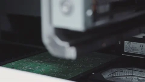 Creating MicroChips Electronics Close Up Macro Inside Factory Vídeos de archivo 142134970