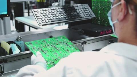 Creating MicroChips Electronics Close Up Macro Inside Factory Stock-Footage 142135036