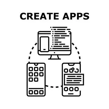 Creating mobile applications and software development process 库存插图