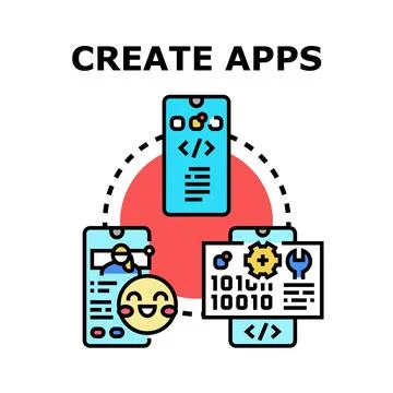 Creating mobile applications developing software code for smartphones 库存插图