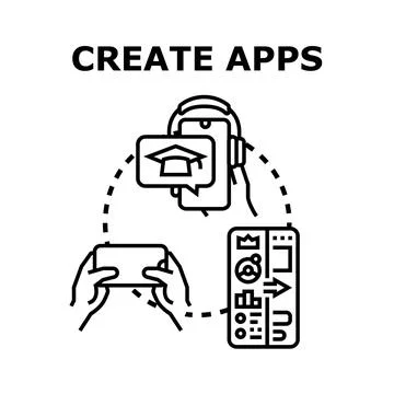 Creating mobile applications development and learning concept Stock Illustration
