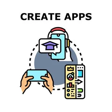 Creating mobile applications development and learning concept Stockillustratie