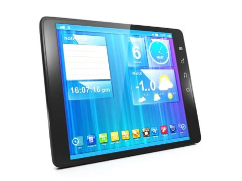 Creating mobile applications for tablet pcs. tablet computer on a white backg Stock Illustration
