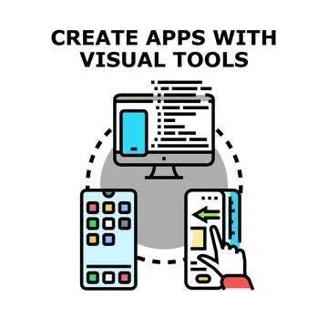 Creating mobile applications using visual development tools Stockillustratie