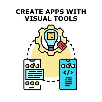 Creating mobile applications using visual development tools Stockillustratie