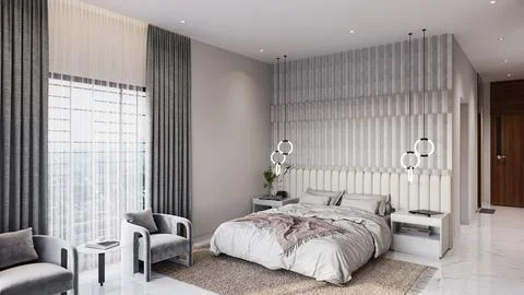 Creating a Modern Bedroom That's Simple Yet Chic Stock-Illustration
