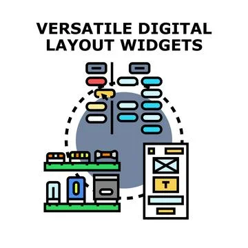 Creating modern digital layout widgets for web design Stock Illustration